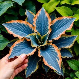 Хоста Океан Вью купить по цене от 960р. в интернет-магазине «Посадика» с доставкой почтой в в Голицыное и по всей России – [изображение №1].